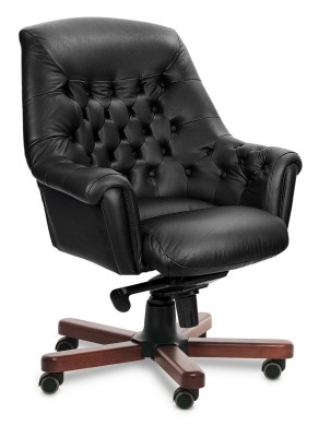 Кресло для персонала Classic chairs Оксфорд LB Meof-B-Oxford-2 черная кожа